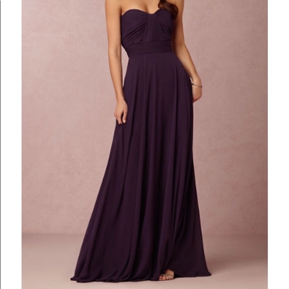 BHLDN Purple pleated bodice gown